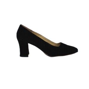 Ann Marino Pump Classic Black Fabric Square Toe Slip On Size 9 1/2M
